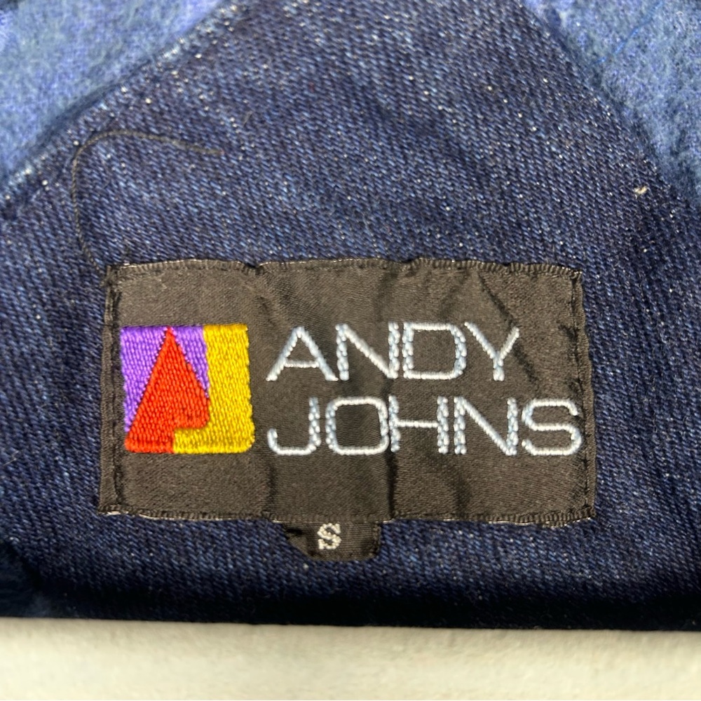 Vintage Andy Johns S/L Denim Bomber Jacket Insulated Puffer Streetwear - Picture 2 of 13